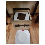 Square White Ceramic Plates with Basket