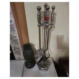 Chrome Fireplace Tool Set with Stand
