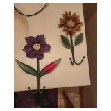 Pair Decorative Flower Face Wall Hooks