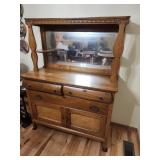 Oak Sideboard Buffet with Mirror and Shelves