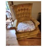 Yellow Tufted Swivel Recliner Armchair