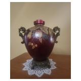 Decorative Fruit Motif Ceramic Vase with Handles