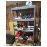 Steel Garage Shelf Lot with Tools and Items