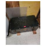 Black Metal Traveling Trunk with Brass Latch