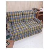 Two-Seat Sofa with Plaid Upholstery