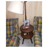 Floor Lamp with Wooden Side Table Stand