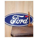 Ford Oval Metal Sign and Wooden Gavel