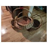 Three Woven Wicker Baskets