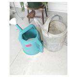 Plastic and Metal Watering Cans, Pair