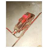 Red Metal Scissor Jack with Handle