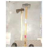 Axe and Sledgehammer with Wood Handles