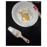 Ceramic Peach Pie Plate and Server Set