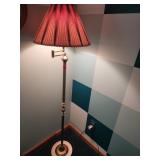 Brass and Metal Floor Lamp with Pleated Shade
