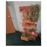 Wooden Tiered Planter with Artificial Plants