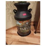Hand-Painted Metal Milk Can With Fall Scene