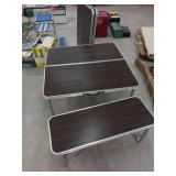 Folding Table Set with Benches and Faux Wood Top