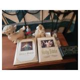 Two Holy Bibles and Figurines Collection