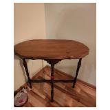 Wooden Oval Side Table with Turned Legs