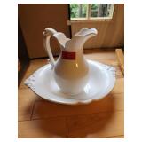 White Ceramic Pitcher and Basin Set