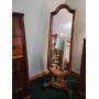 Wooden Cheval Floor Mirror with Ornate Frame