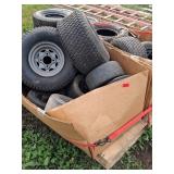 Pallet of Assorted mower Tires and Wheels