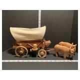Hand carved Ox and Covered Wagon