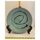 Glazed Swirl Signed Pottery Plate