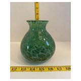 Hand Blown Green Swirl Vase