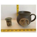Signed Face Mug Pottery
