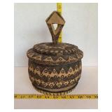 Wood Carved Bowl with Lid