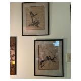 Framed Original Bird Drawings
