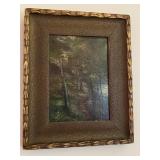Vintage Framed Forest Painting