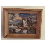 Framed Fisherman Painting