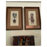 Native American Needle Point Framed Pair