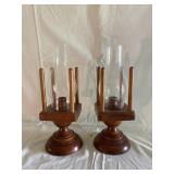 Hand Crafted Candle Stixks w/Globes Jay Morgan