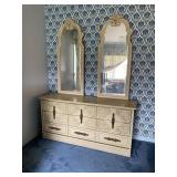 Mid Century 2 Mirror 9 Drawer Dresser