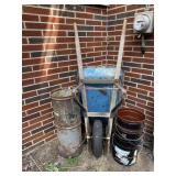 Wheelbarrow & Metal Buckets