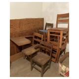 Vintage School Desks & Wooden Chair Lot