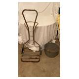 Galvinized Bucket & Vintage Cart