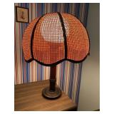 Wood Lamp w/Wicker Shade