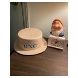 Clock, Disney Dwarf & UNC Hat