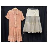 1920s-30s Hand Sewn Dress, Vintage Petticoat Slip