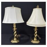 Vintage Solid Brass Barley Twist Table Lamps