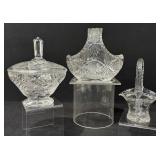 Vintage Clear Glass Covered Candy Dish, Baskets