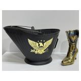 Americana Plastic Skuttle Bucket,Brass Plated Boot