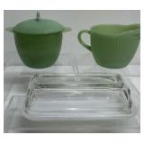 Vintage Fire King Jadeite Creamer & Sugar, Butter