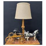 Signed Horse Drawn Carriage Lamp, Read