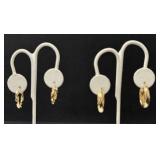 1 Pair 14 KT Gold Hoop Earrings, 1 Pair 9 KT Hoops