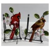 Handmade Bovano Enameled Cardinal Sculptures