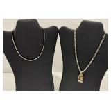 Sterling Silver Omega Necklace, Circle & Bar Chain